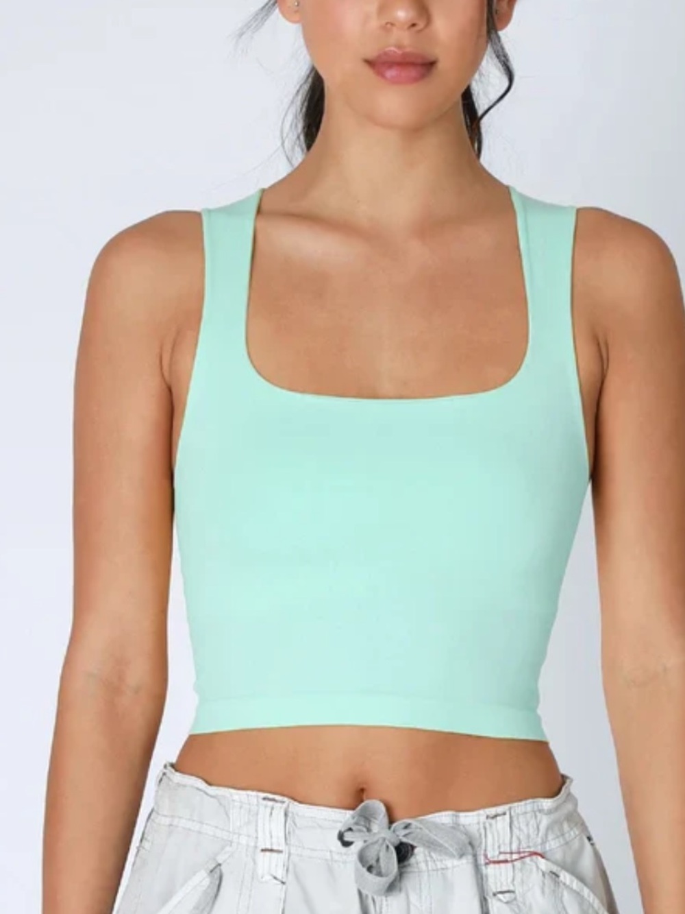 Nikibiki neon blue cropped square neck tank
